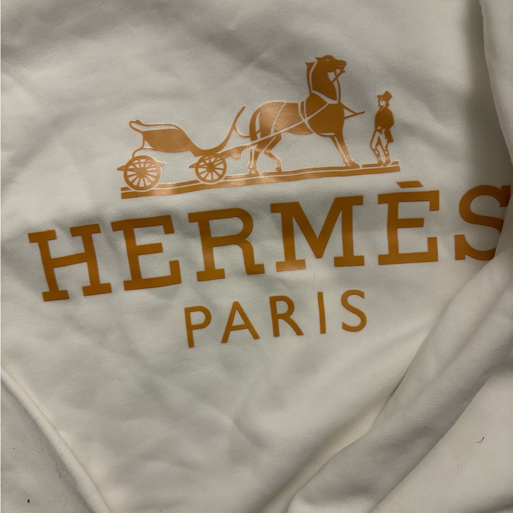 Hermès White and Gold Logo Sweatshirt 
Worn once
